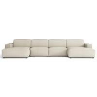 WOHNLANDSCHAFT Sellmo 368 cm - Creme/Schwarz, Kunststoff/Textil (374/70/166cm) - Selsey