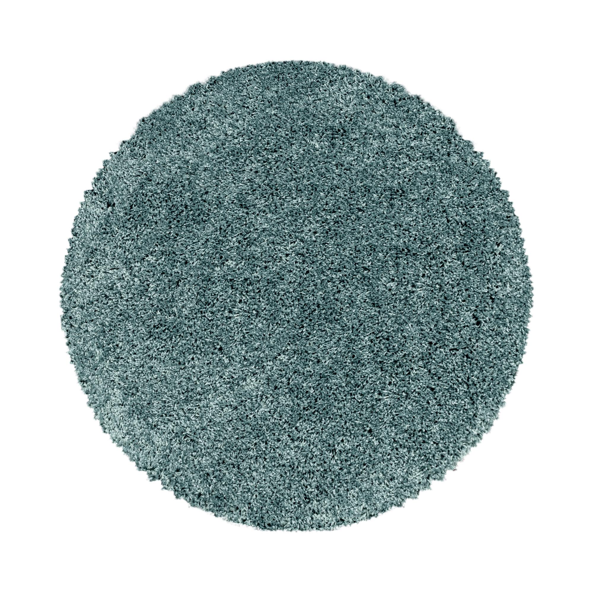 TEPPICH Hochflor SPREE in Türkis, einfarbig, Ø 120 cm - Blau, Textil (120/120cm) - KADIMA DESIGN