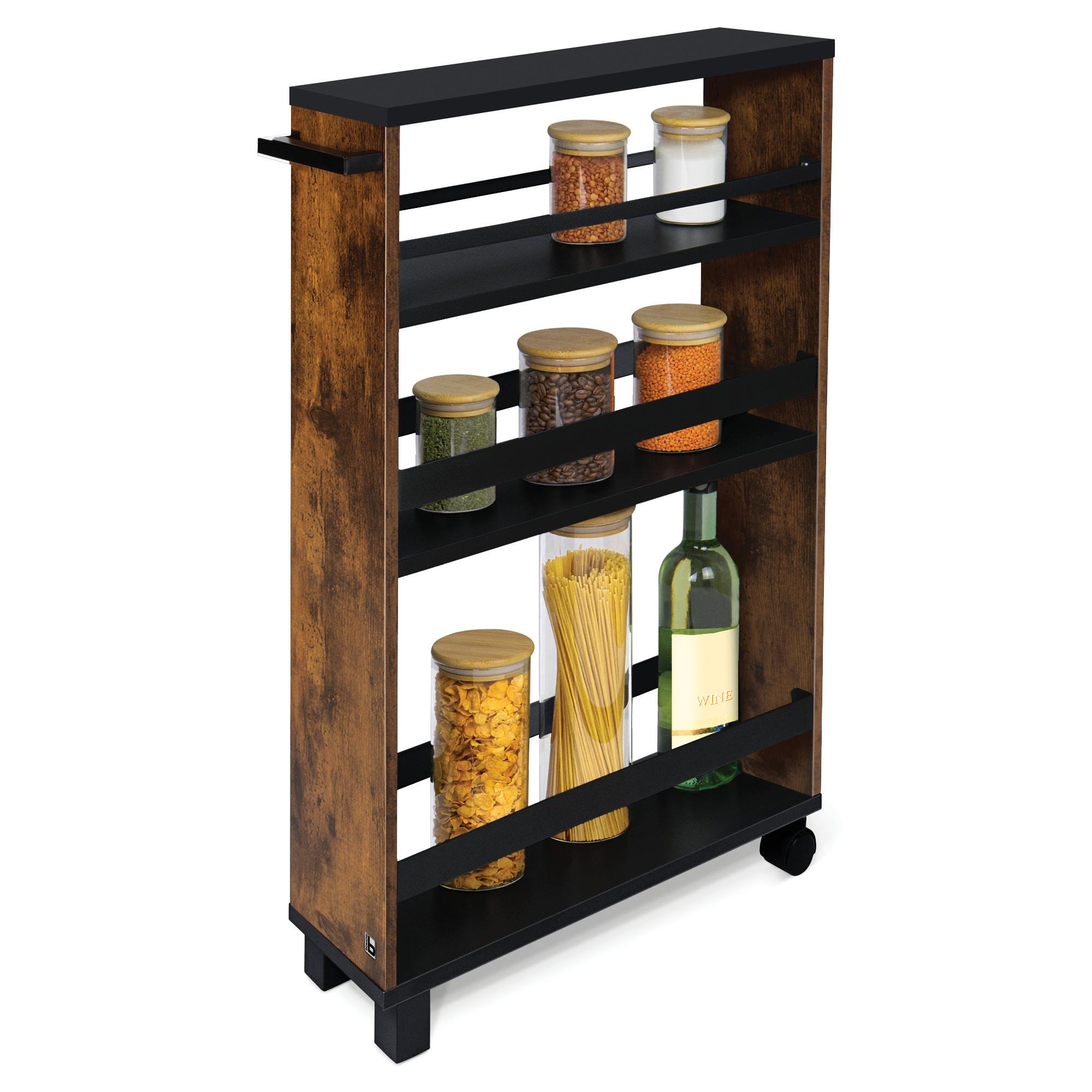 KÜCHENWAGEN Hylla Schwarz-Braun - Multicolor, Naturmaterialien/Holz (15/79/50cm) - BoMoe