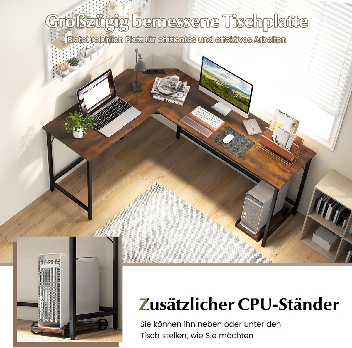 COMPUTERTISCH Braun - Braun, Holzwerkstoff (50/168/74.5cm) - COSTWAY
