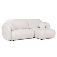 ECKSOFA Candy mit Schlaffunktion Weiß Bouclé-Stoff - Ottomane rechts - Schwarz/Weiß, Holz/Kunststoff (146/230cm) - S-Style Möbel