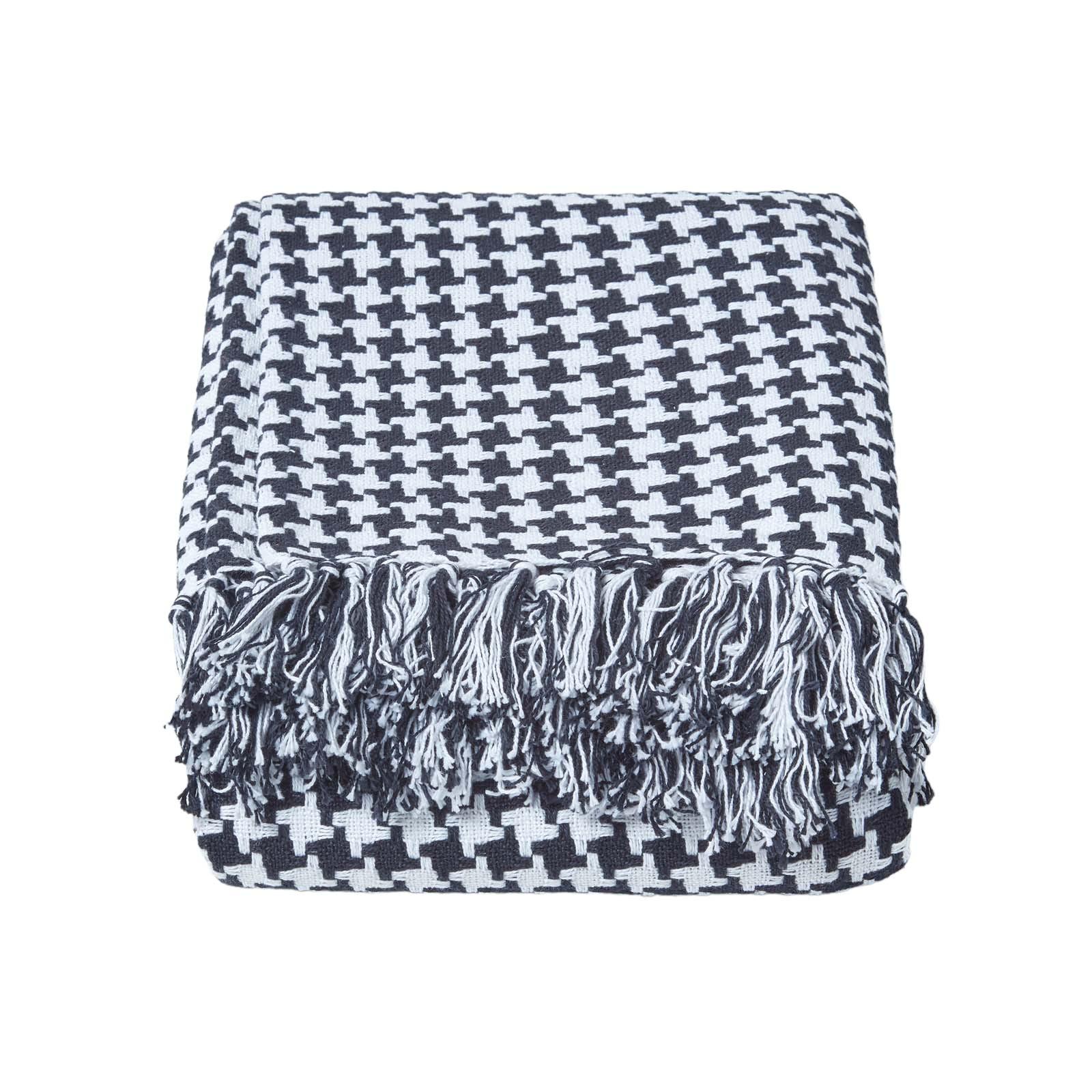 WOHNDECKE 150/200 cm, Hahnentritt-Muster - Schwarz, Textil (150/200cm) - Homescapes