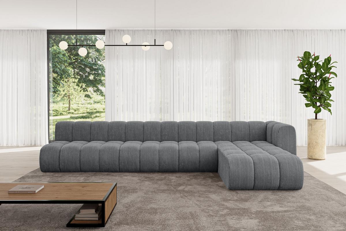ECKSOFA modulares Sofa Darnel-L3 - 387x177x70 cm Dunkelgrau - Dunkelgrau, Holzwerkstoff/Textil (387/177cm) - ALTDECOR