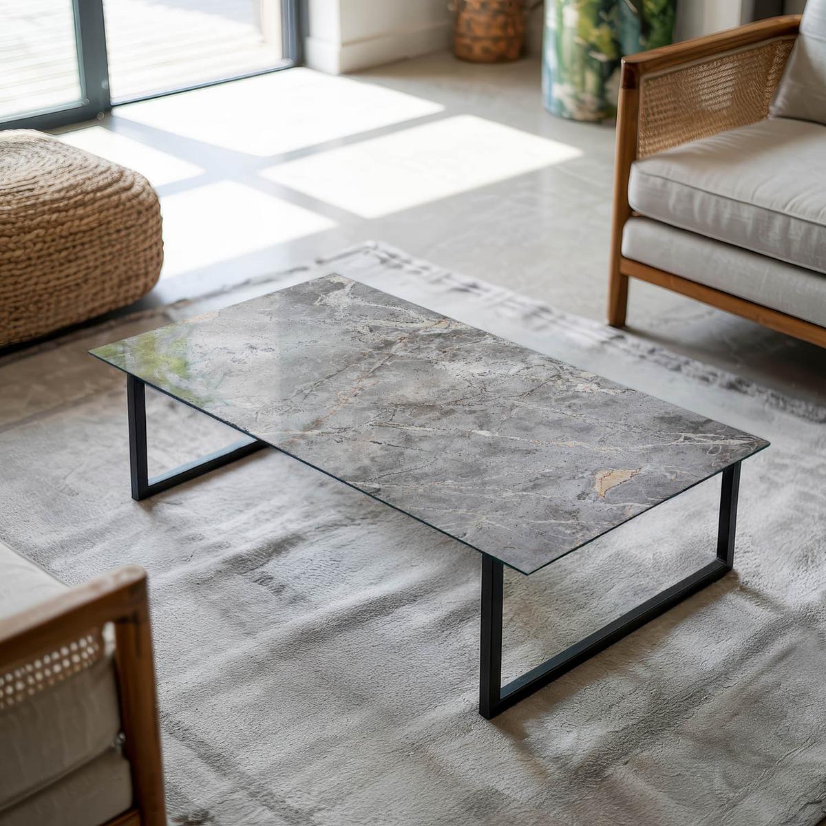 TISCHPLATTE 120x60 cm Muster aus Naturmarmor - Dunkelgrau, Glas (0.4/120/60cm) - TULUP