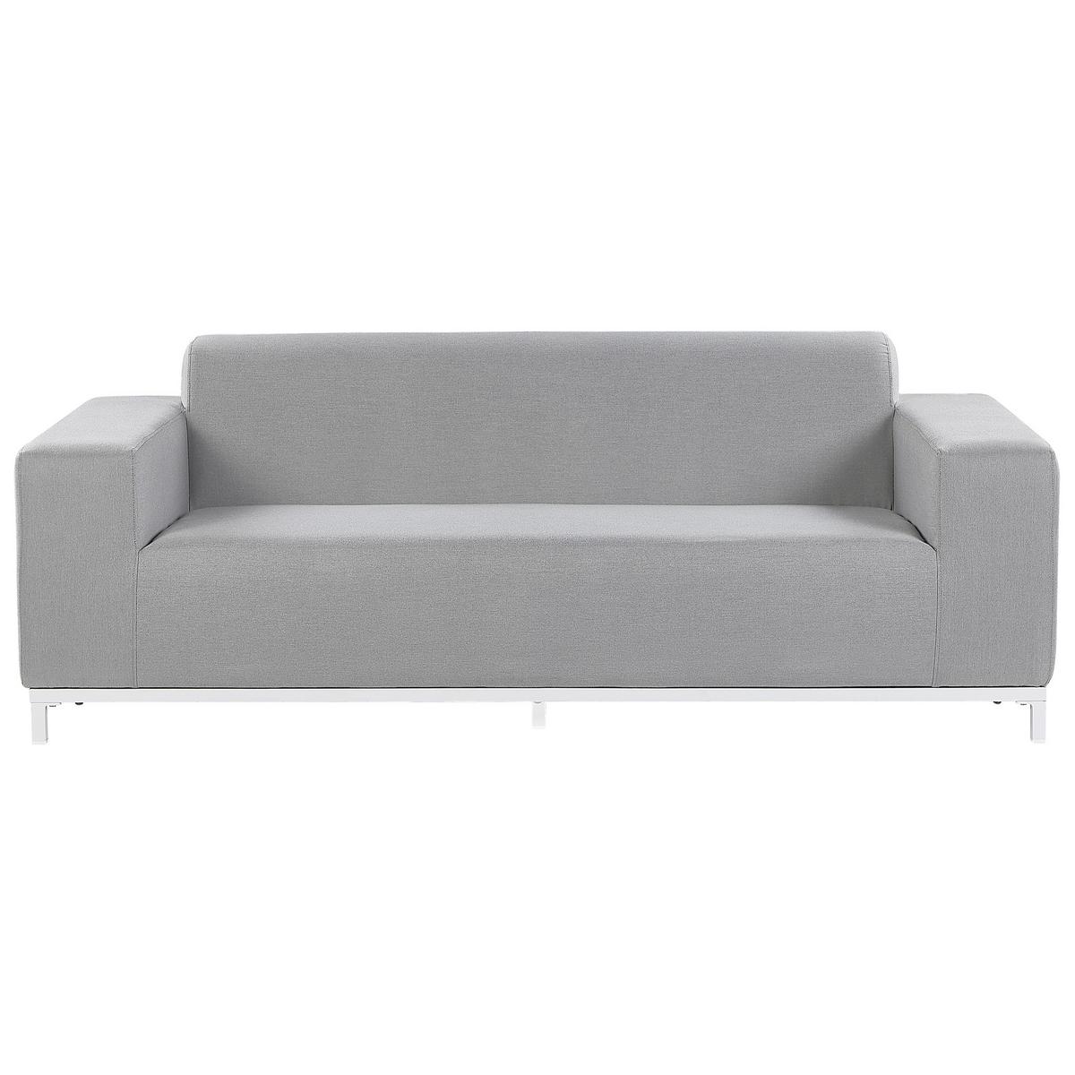 LOUNGE SET 5-Sitzer hellgrau/weißes Gestell Rovigo - Weiß/Grau, Textil - Beliani