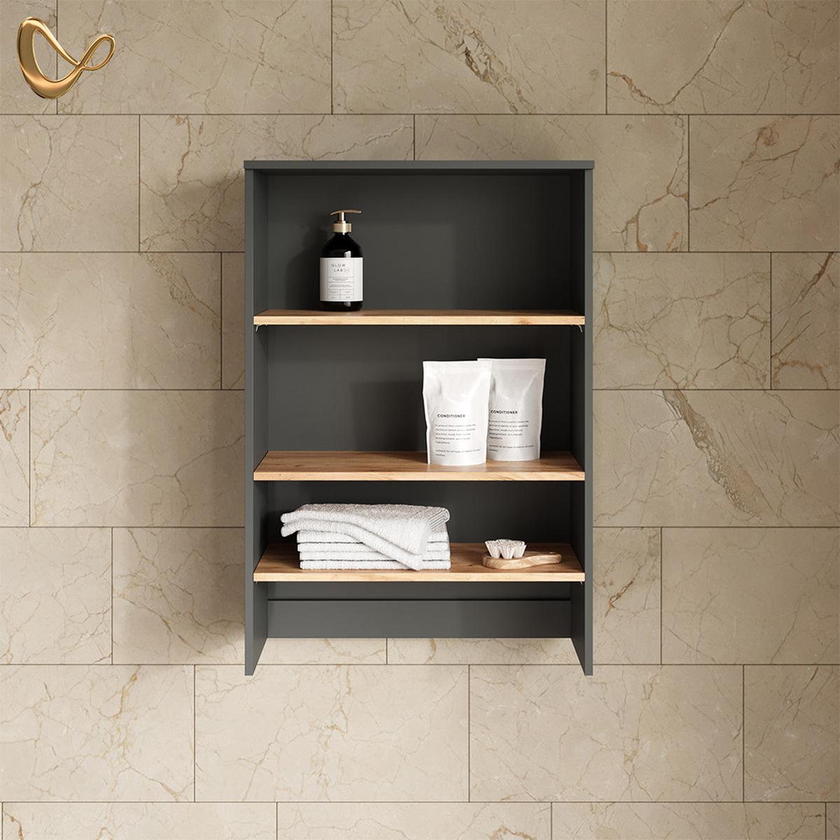 WASCHMASCHINENSCHRANK Paolina Anthrazit/Goldkraft Eiche 68 x 100.4 cm mit offenen Regalen - Honigeiche/Anthrazit, Holzwerkstoff (68/100.4/29cm) - Livinity®