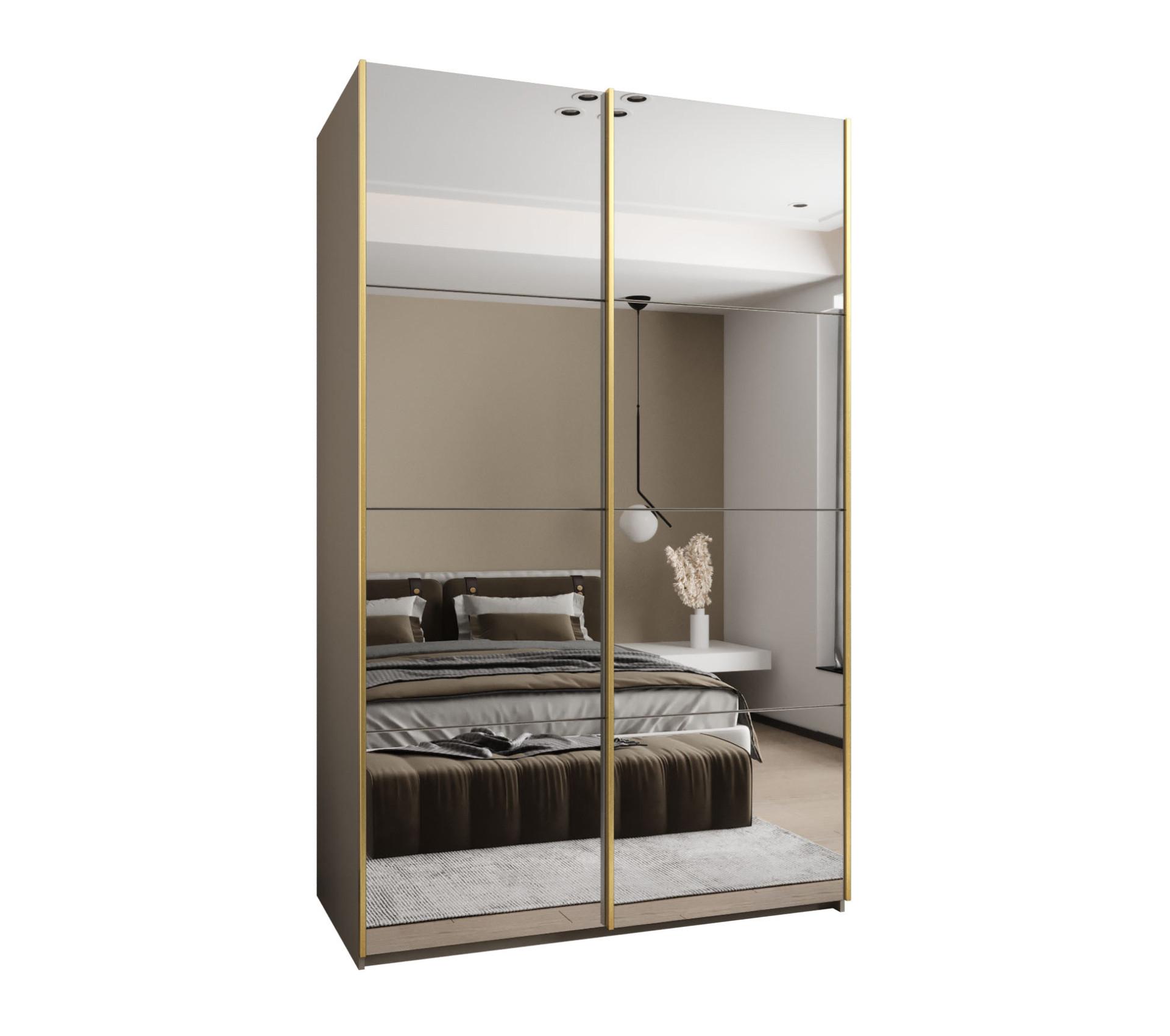 SCHWEBETÜRENSCHRANK 245,5/150/64 2-türig - Kaschmir/Goldfarben, Holz/Metall (150/245/64cm) - Abiks Möbel