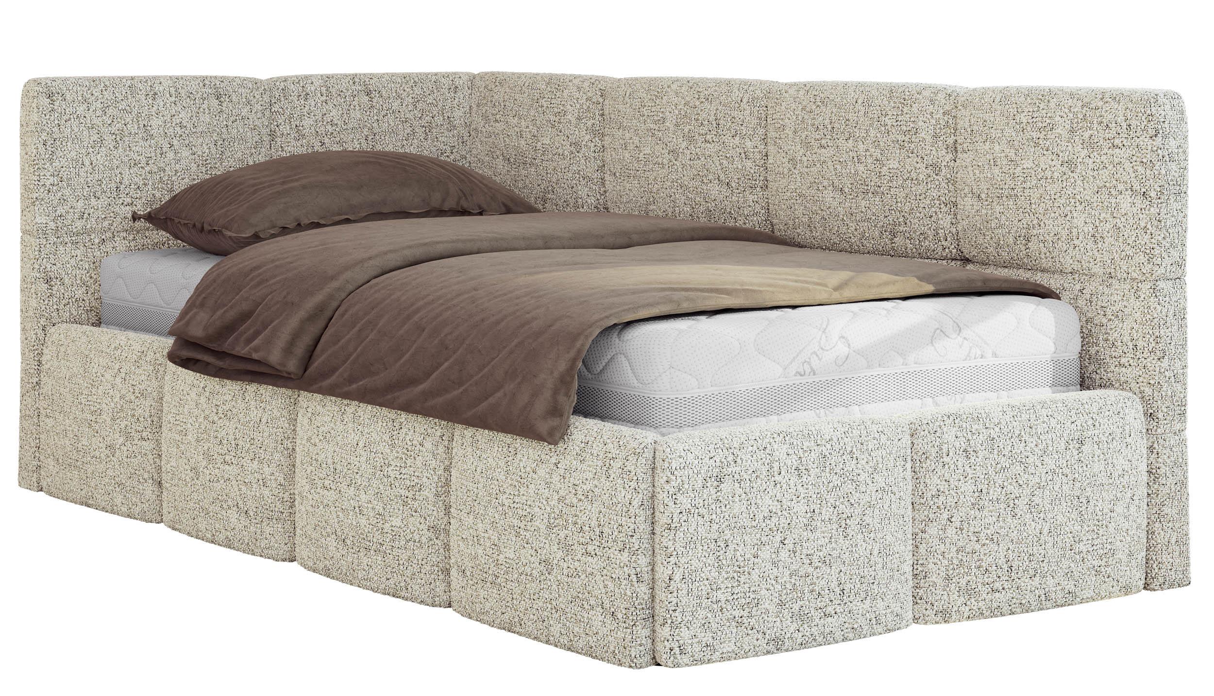 JUGENDBETT ARVO 90/200 - Beige Strukture - Foam-Matratze - Links Seite - Beige, Textil (90/200cm) - MKS