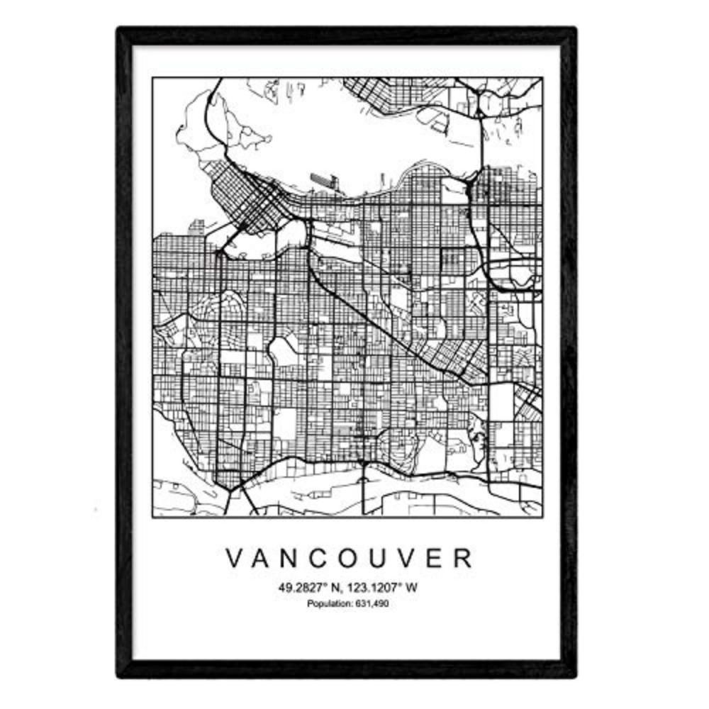 POSTER Vancouver Skandinavischen Stil A3 Schwarzer Rahmen - Schwarz, Papier (29.7/5/42cm) - Nacnic