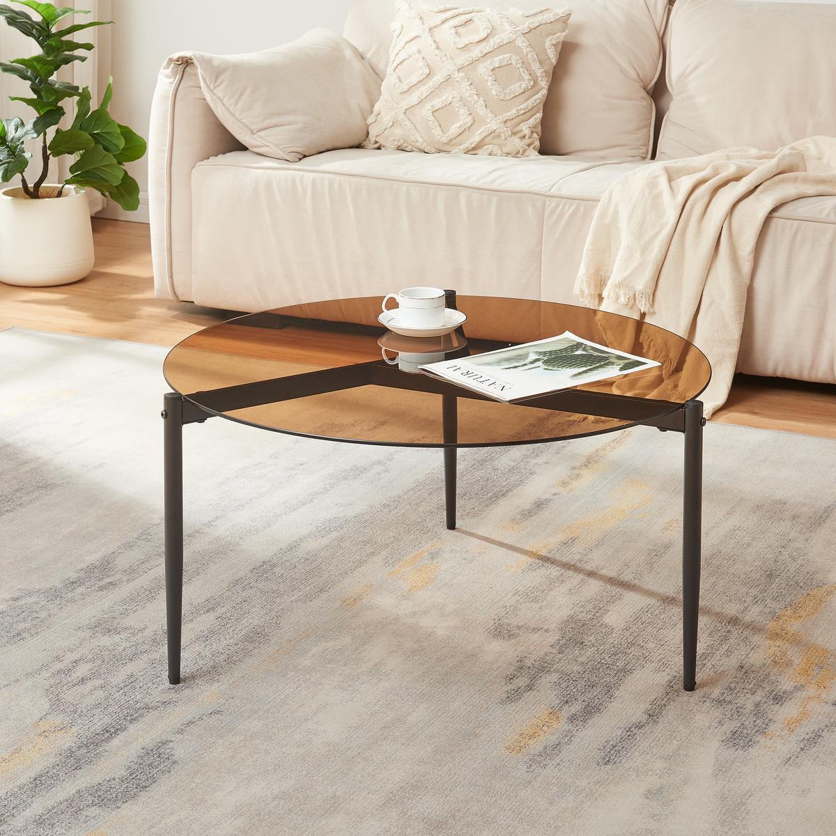 COUCHTISCH Ulökantaa 80/40 cm - Braun, Glas/Metall (40/40/80cm) - [en.casa]