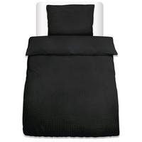 BETTWÄSCHE Meline 155/220 cm + Kissenbezug 80/80 cm Schwarz Seersucker - Schwarz, Kunststoff/Textil (80/80cm) - Beautissu 