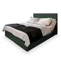 BOXBETT MILARA 200x200 cm mit Matratze und Topper, H2+H3 - Grün - Grün, Holz (200/200cm) - MASSENO