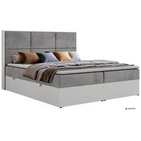 BOXBETT DELVIT 140/200 - Hellgrau Velvet - Topper Visco - H4 - Hellgrau/Schwarz, Kunststoff/Textil (140/200cm) - MKS