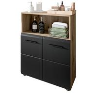 MIDISCHRANK schwarz matt, Eiche 2-türig, Badkommode 60 x 80 cm - Eichefarben/Schwarz, Holzwerkstoff/Kunststoff (60/80/30cm) - Inn.Furn