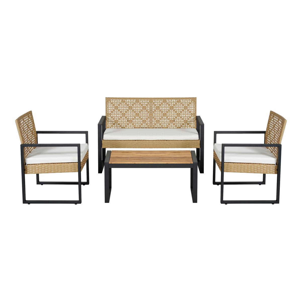 LOUNGE-SET 4 TLG. Calciano - Beige/Braun, Kunststoff/Metall - casa.pro