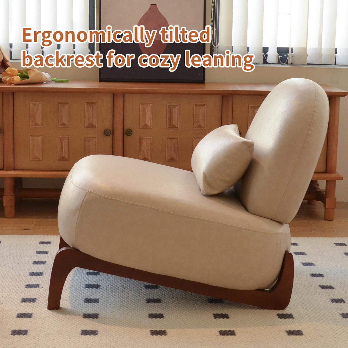 SESSEL Samt Camel Armlos Holzbeine Lounge Lesesessel Wohnzimmer - Hellbraun, Textil (86.9/69.9/72.1cm) - Urban Meuble