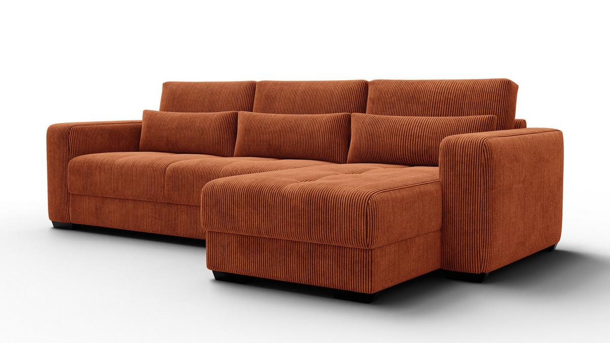 ECKSOFA OLI 4-Sitzer rechts, orange - Orange, Holz/Textil (295/172cm) - Wozimo