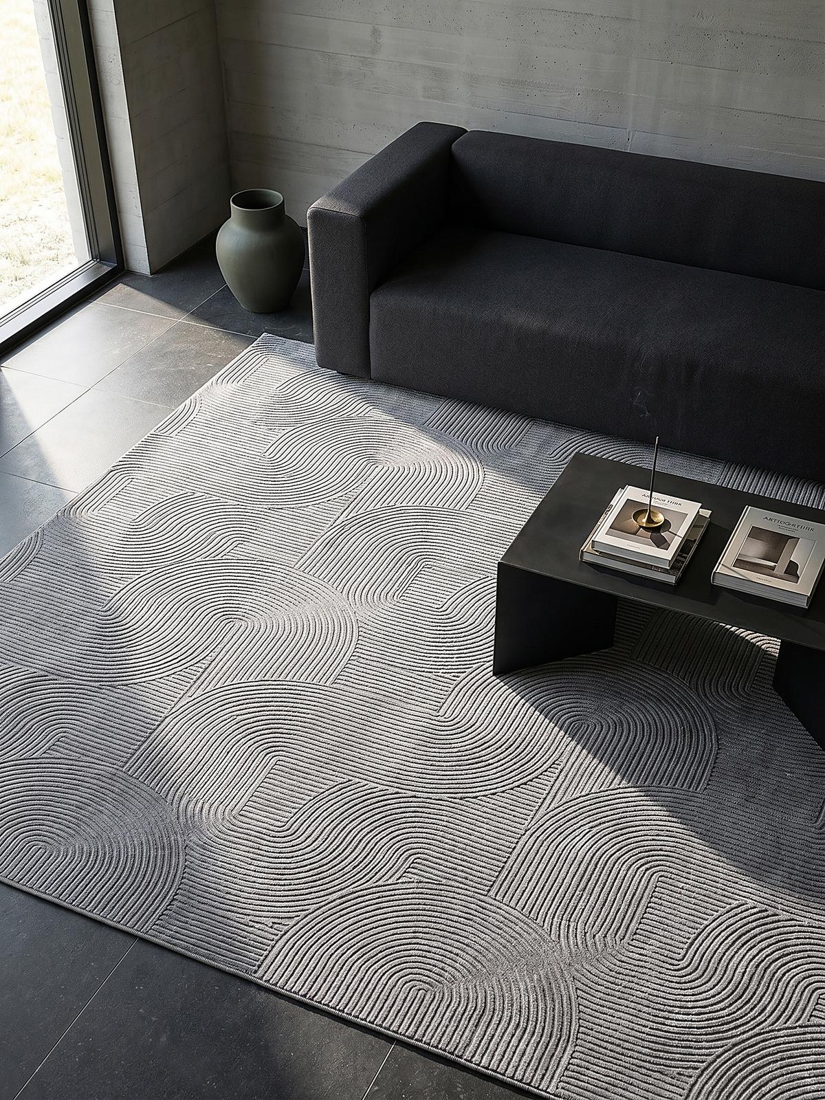 KURZFLORTEPPICH Antirutsch Geometrisch DALAR Polypropylen Grau 120 x 160 cm - Grau, Textil (120/160cm) - KADIMA DESIGN