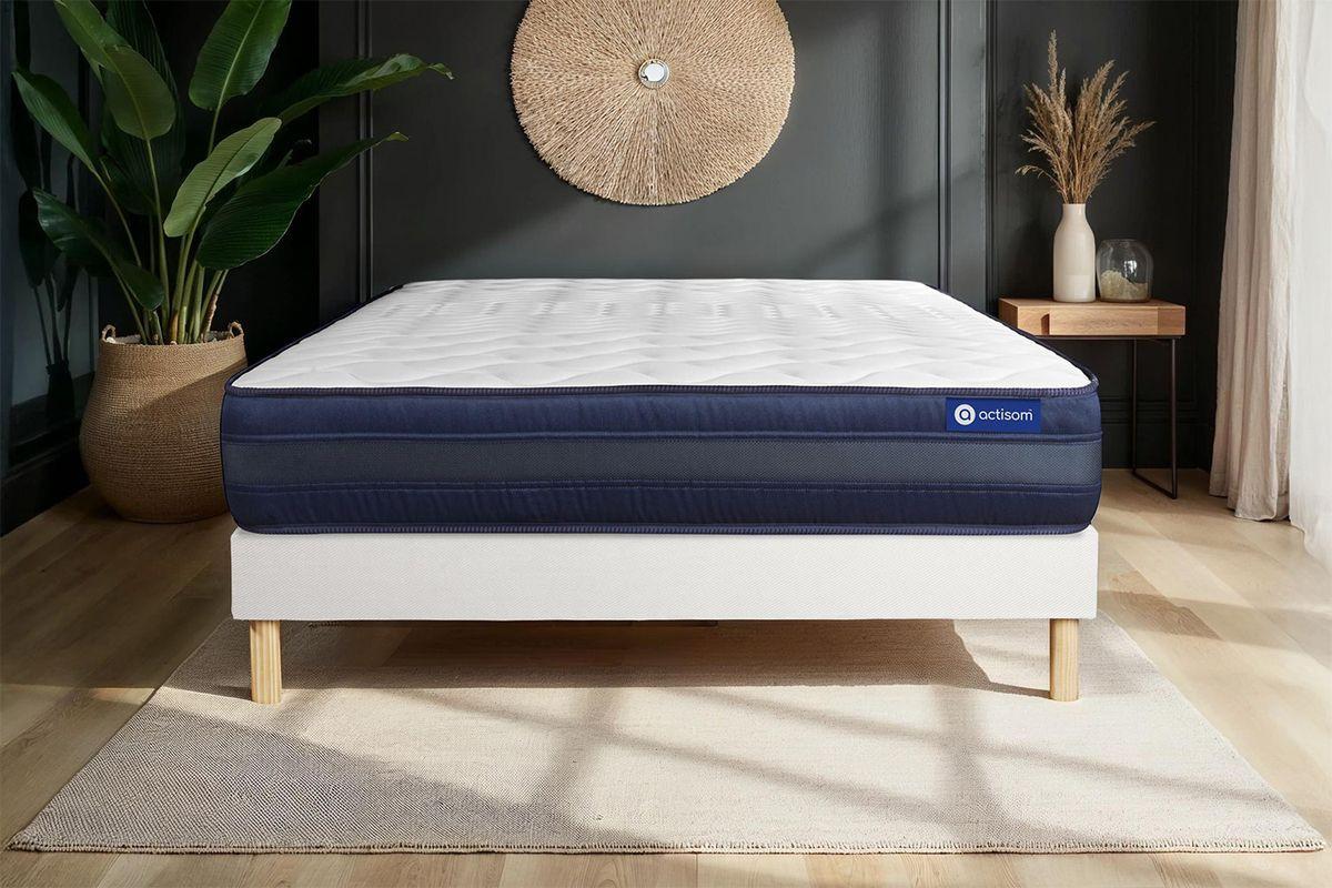 BETT Actiflex tech Taschenfederkern und Memory-Schaum 80 x 200 cm h4 - Kit Bettgestell Weiß - Beige/Weiß, Karton/Holz (80/200cm) - ACTISOM