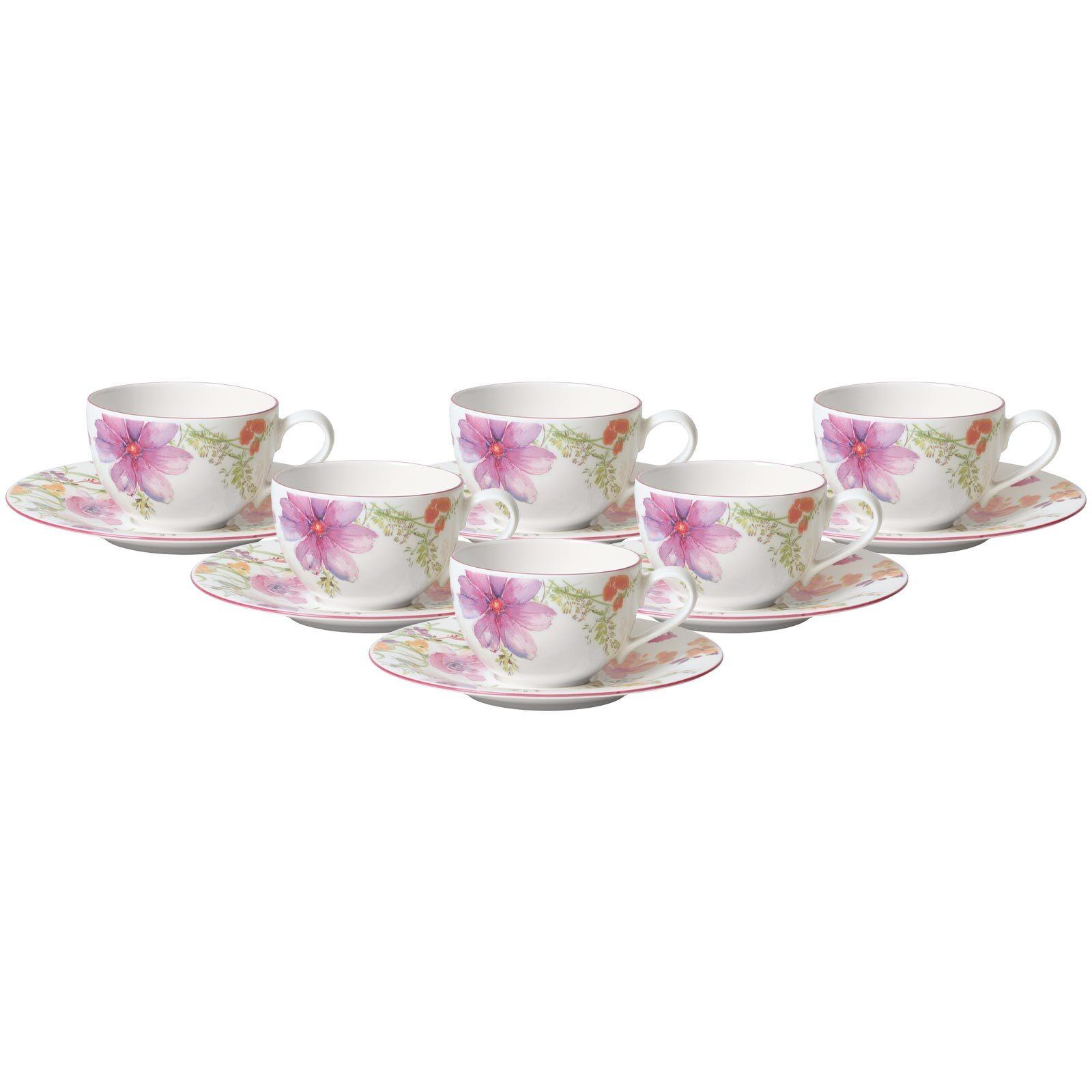 KAFFEETASSEN MIT UNTERTASSEN Mariefleur Basic bunt 250 ml 6er Set - Multicolor, Keramik (2/2/2cm) - Villeroy & Boch