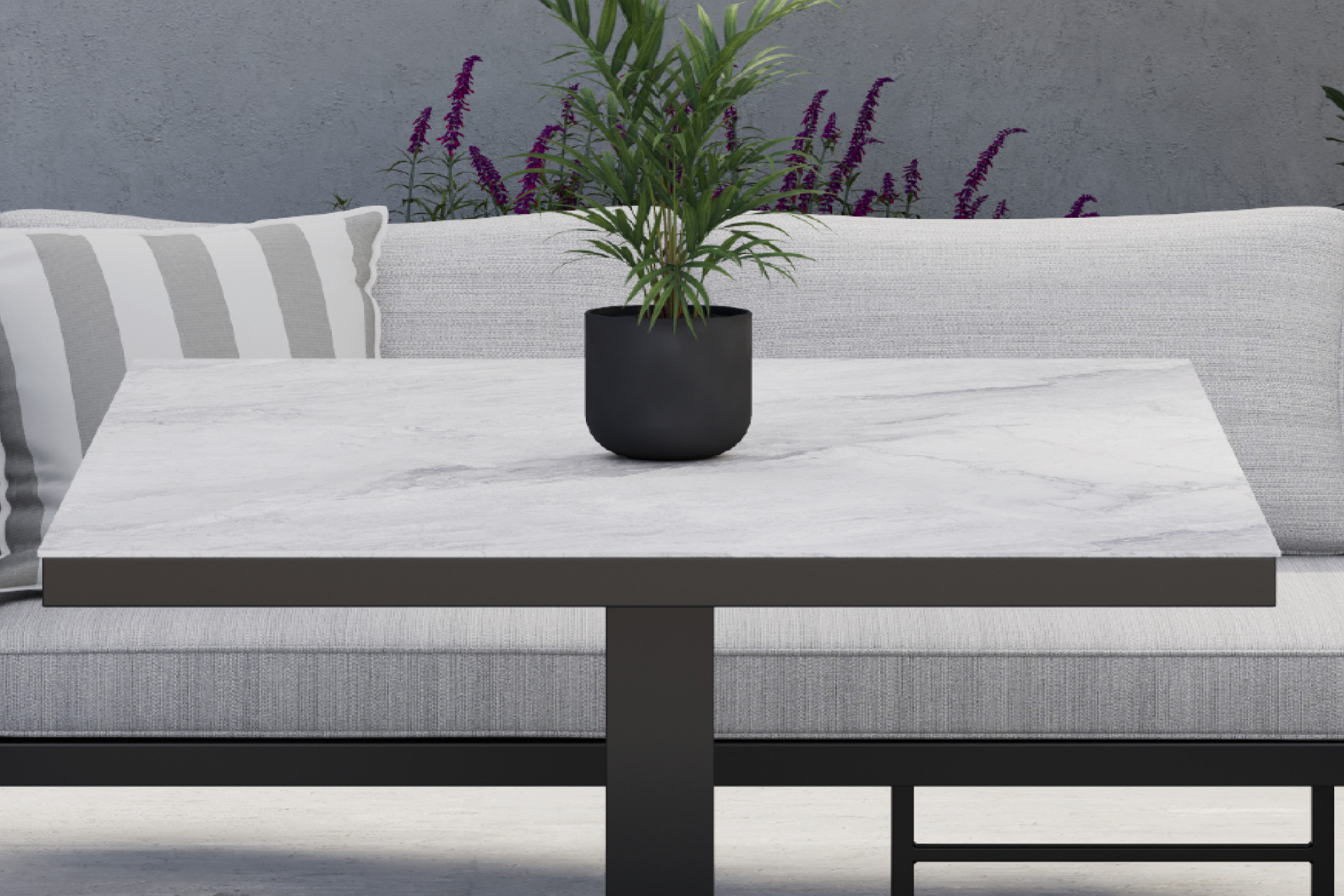 Dining-Loungetisch Hellgrau Eisen pulverbeschichtet PVC matt wetterbeständig