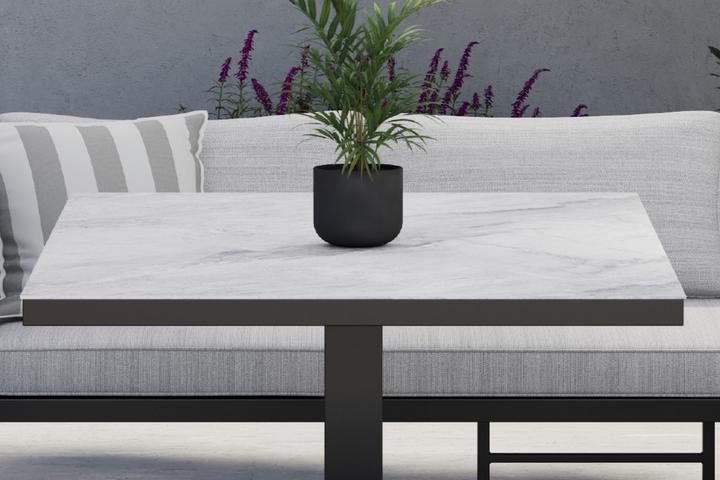 Dining-Loungetisch Hellgrau Eisen pulverbeschichtet PVC matt wetterbeständig