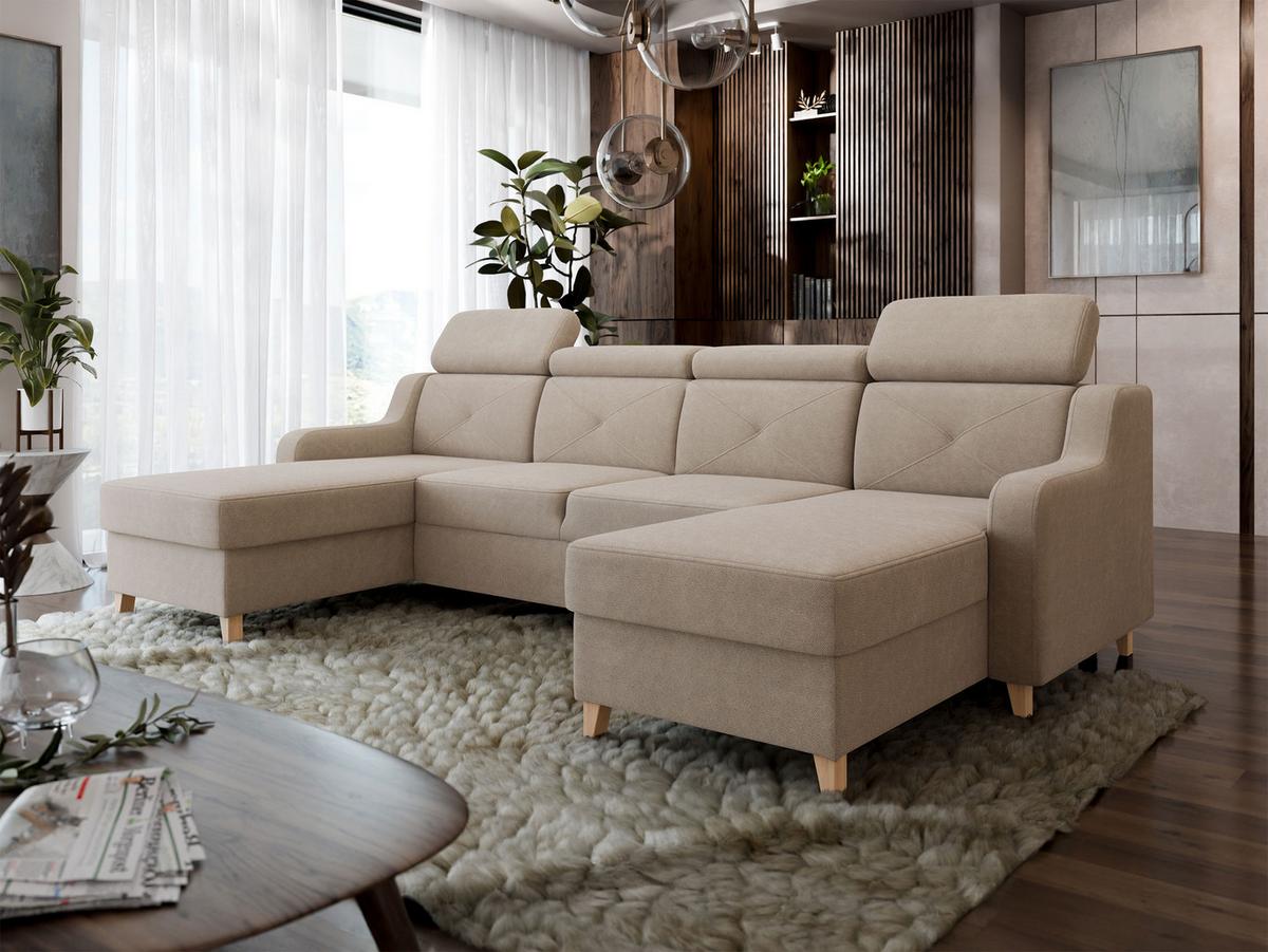 ECKSOFA Marbella U - Naturfarben, Holz/Textil (286/82/165cm) - MIRJAN24