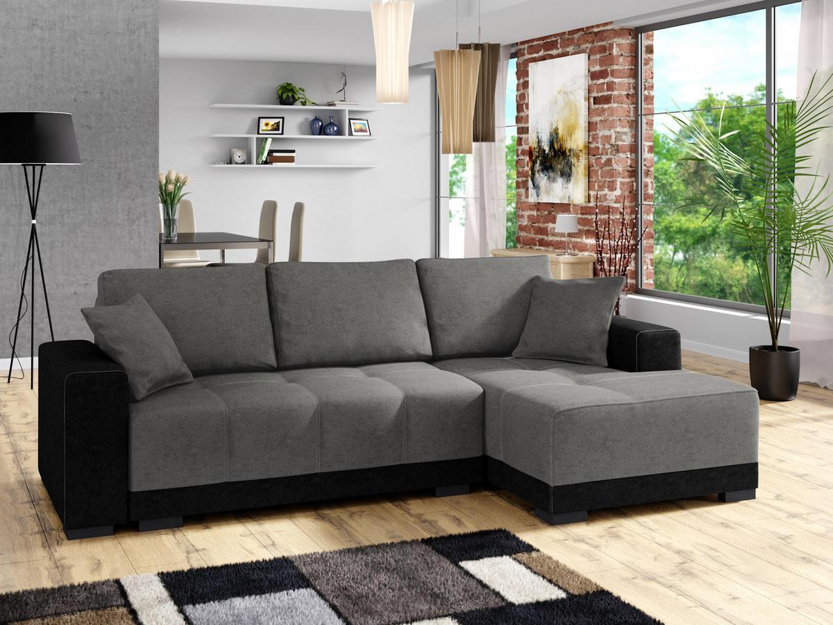 ECKSOFA Dallas, Seite: Rechts - Schwarz/Grau, Holz/Textil (240/140cm) - MIRJAN24