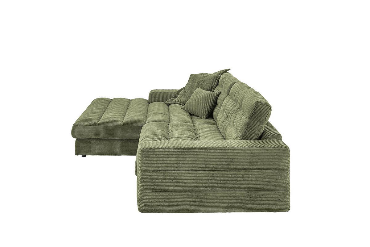 ECKSOFA LANA SOFA Grün Cord - Schwarz/Olivgrün, Textil (296/205cm) - KAWOLA