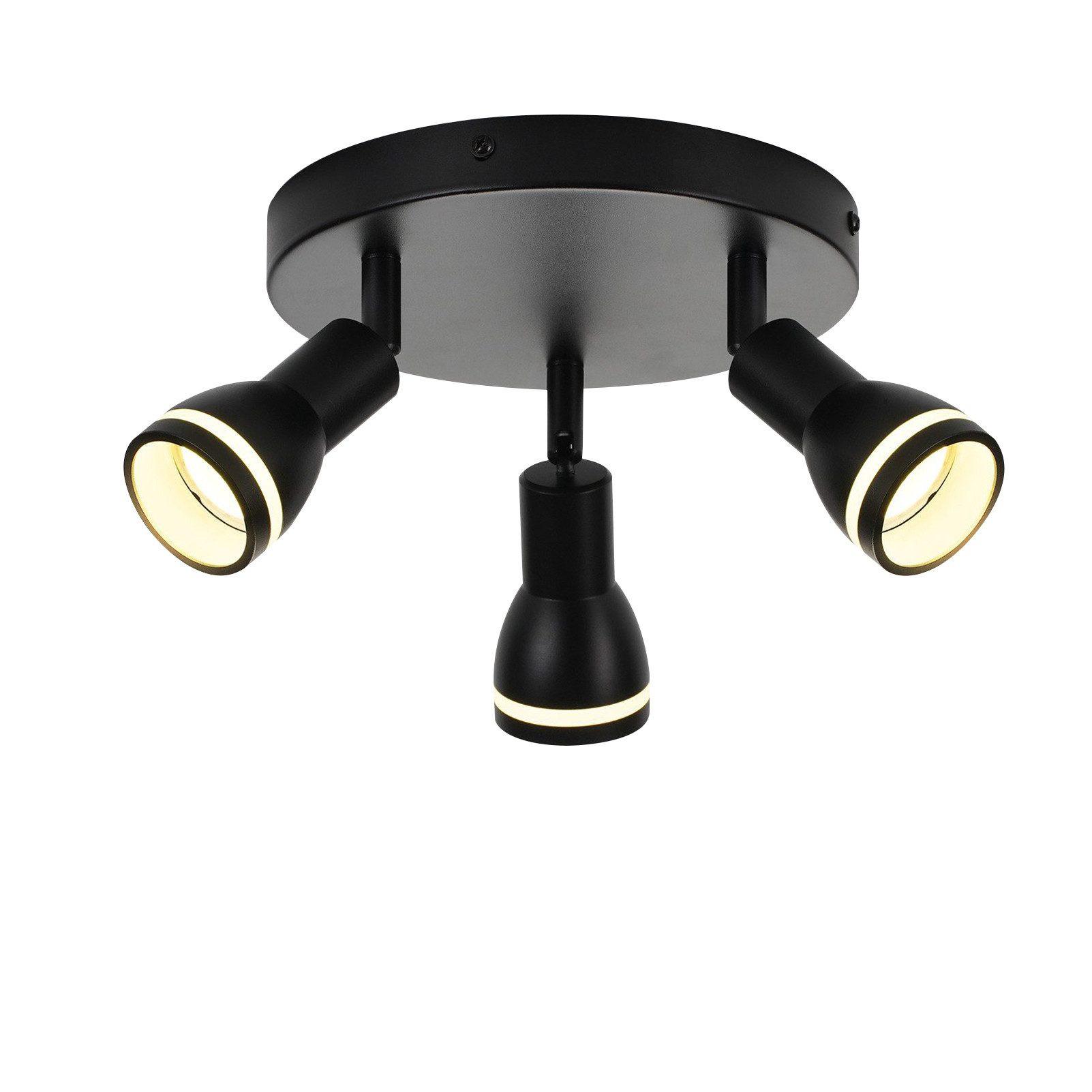 DECKENSTRAHLER Delmenhorst 3-flammig 20/20/15.7 cm - Schwarz, Metall (20/20/15.7cm) - Nettlife