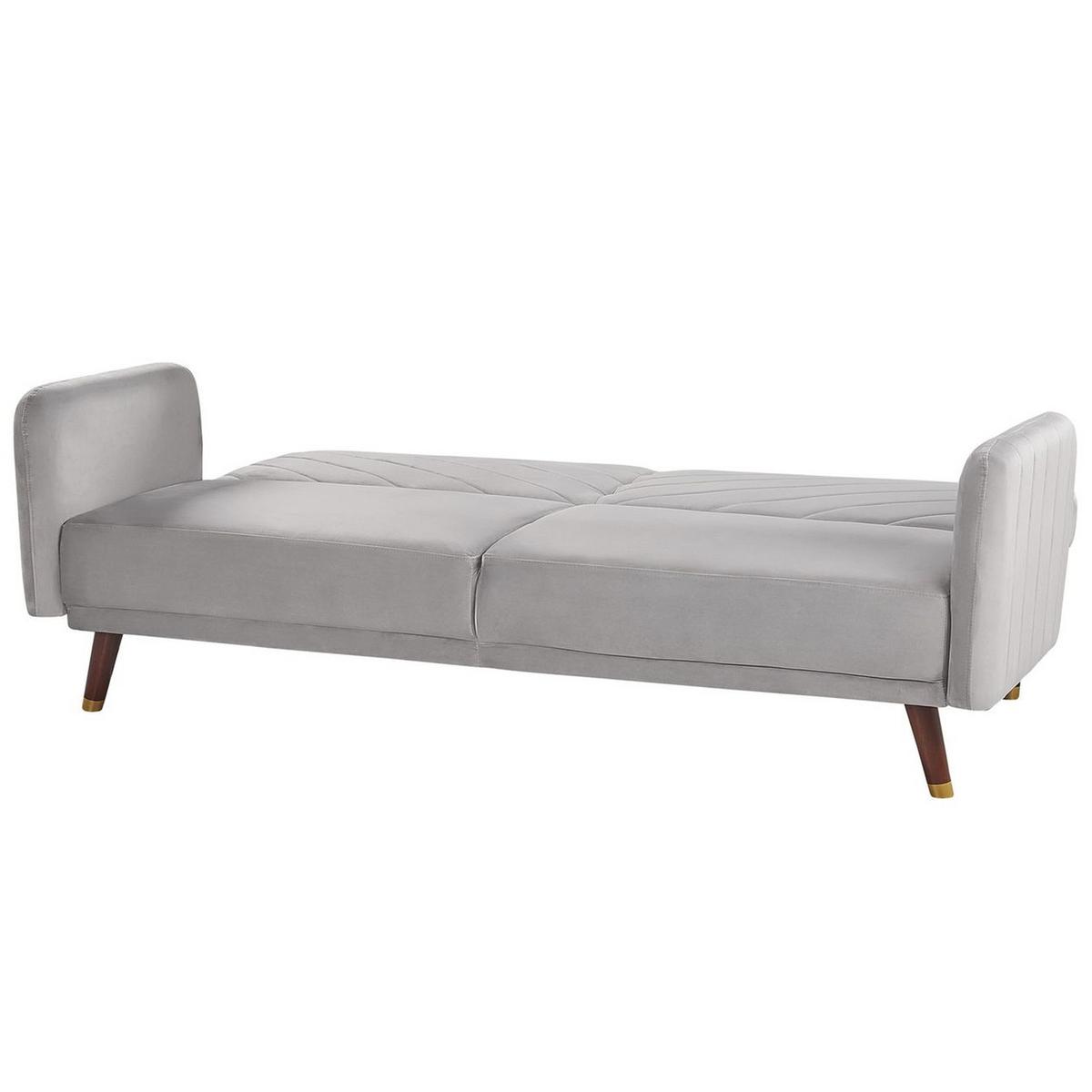 3-SITZER-SCHLAFSOFA Samtstoff Hellgrau Senja - Hellgrau, Textil (200/87/95cm) - Beliani