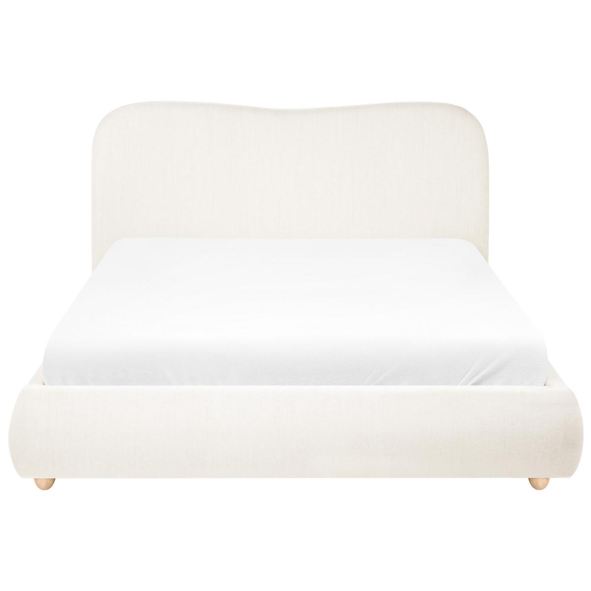 BETT mit Stauraum 140/200 cm Stoff Cremeweiß Blagnac - Creme, Textil (140/200cm) - Beliani