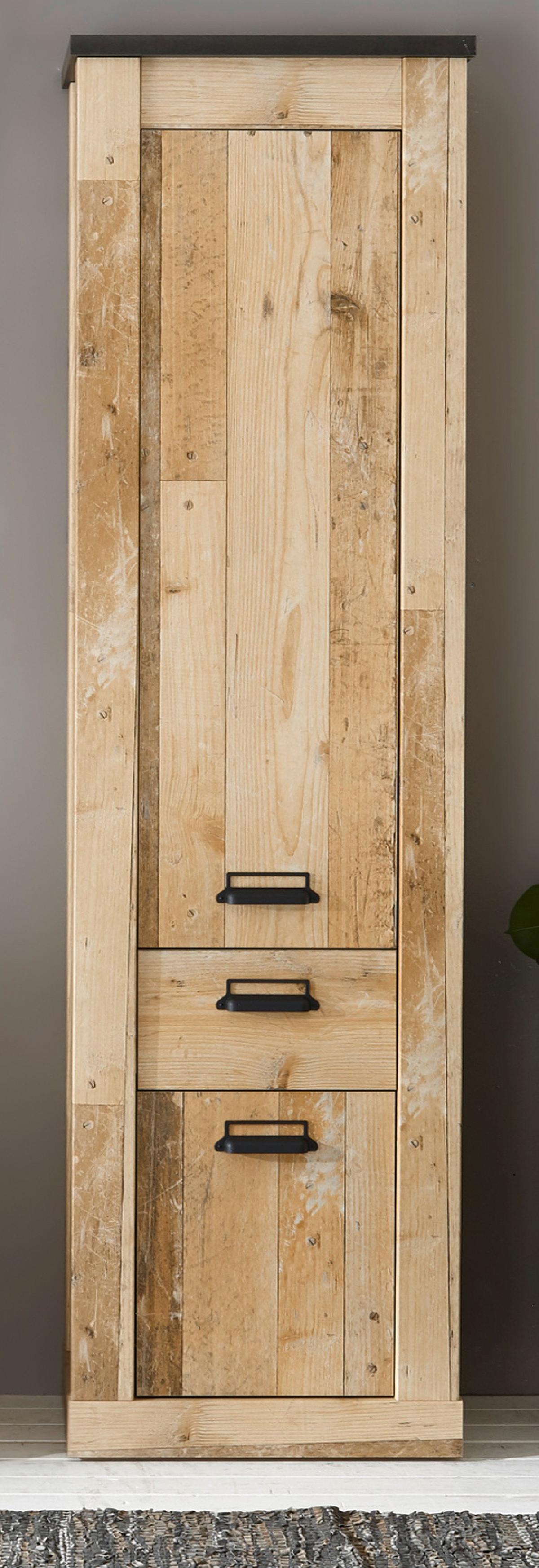 STAURAUMSCHRANK Used Wood hell, anthrazit, Mehrzweckschrank 51 x 201 cm - Eichefarben/Anthrazit, Holzwerkstoff/Metall (51/201/38cm) - Furn.Design