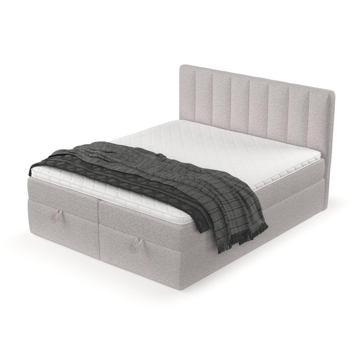 BOXBETT Lusso 160/200 cm Beige im Riva Stoff - Beige/Schwarz, Holz/Holzwerkstoff (160/200cm) - AltaBeds