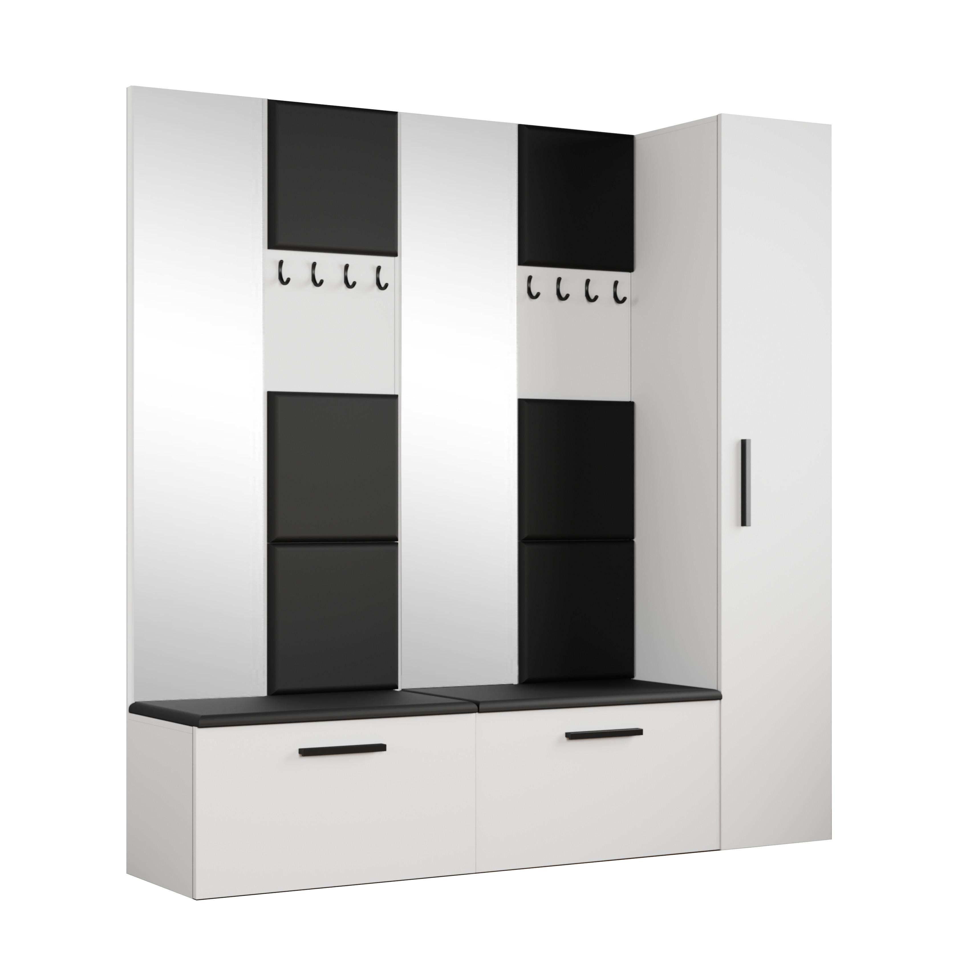GARDEROBENSCHRANK MODULO 201,2/204/40 cm Modern Garderobe-Set Weiß - Schwarz/Weiß, Holzwerkstoff (201.2/204/40cm) - MASSENO