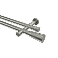 GARDINENSTANGE Prestige Tanara 480 cm (geteilt in 3 x 160 cm), 2-läufig (ohne Ringe), 20 mm Ø Edelstahl-Optik - Edelstahlfarben/Silberfarben, Metall (480cm) - INTERDECO