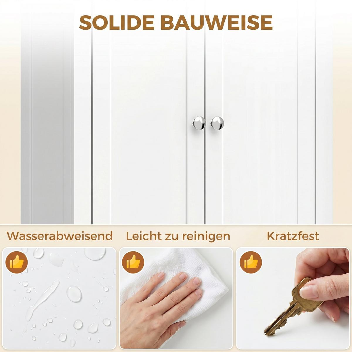 BADEZIMMERSCHRANK MDF Metall Weiß - Weiß, Holzwerkstoff/Metall (30/170/60cm) - HOMCOM