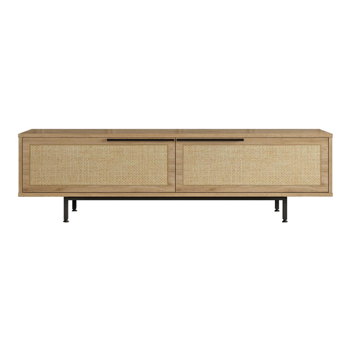 TV-ELEMENT Kvænangen - Eichefarben/Schwarz, Holzwerkstoff/Metall (160/45/35.5cm) - [en.casa]
