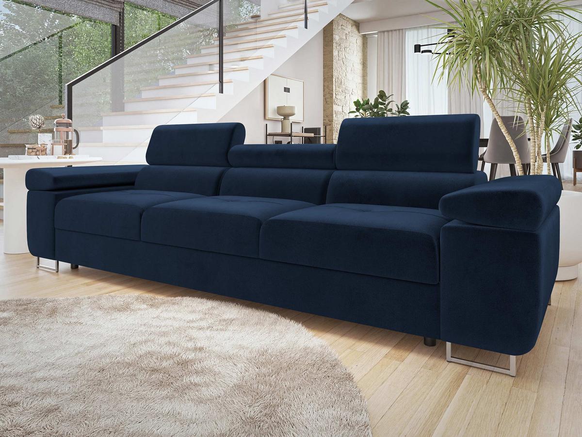 SOFA Torezio 3 - Blau, Holz/Textil (263/90/102cm) - MIRJAN24