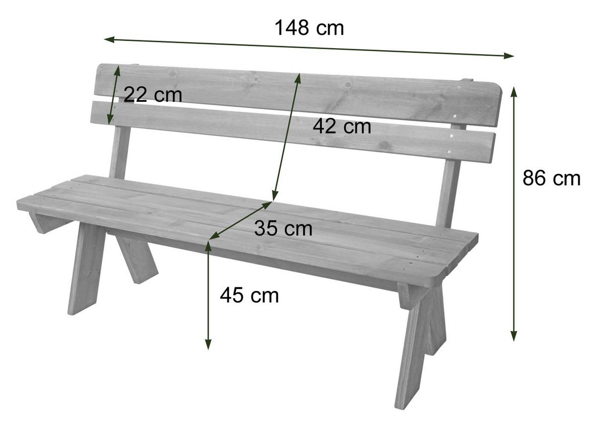 GARTENBANK Beige - Beige, Holz (148/86/54cm) - MCW