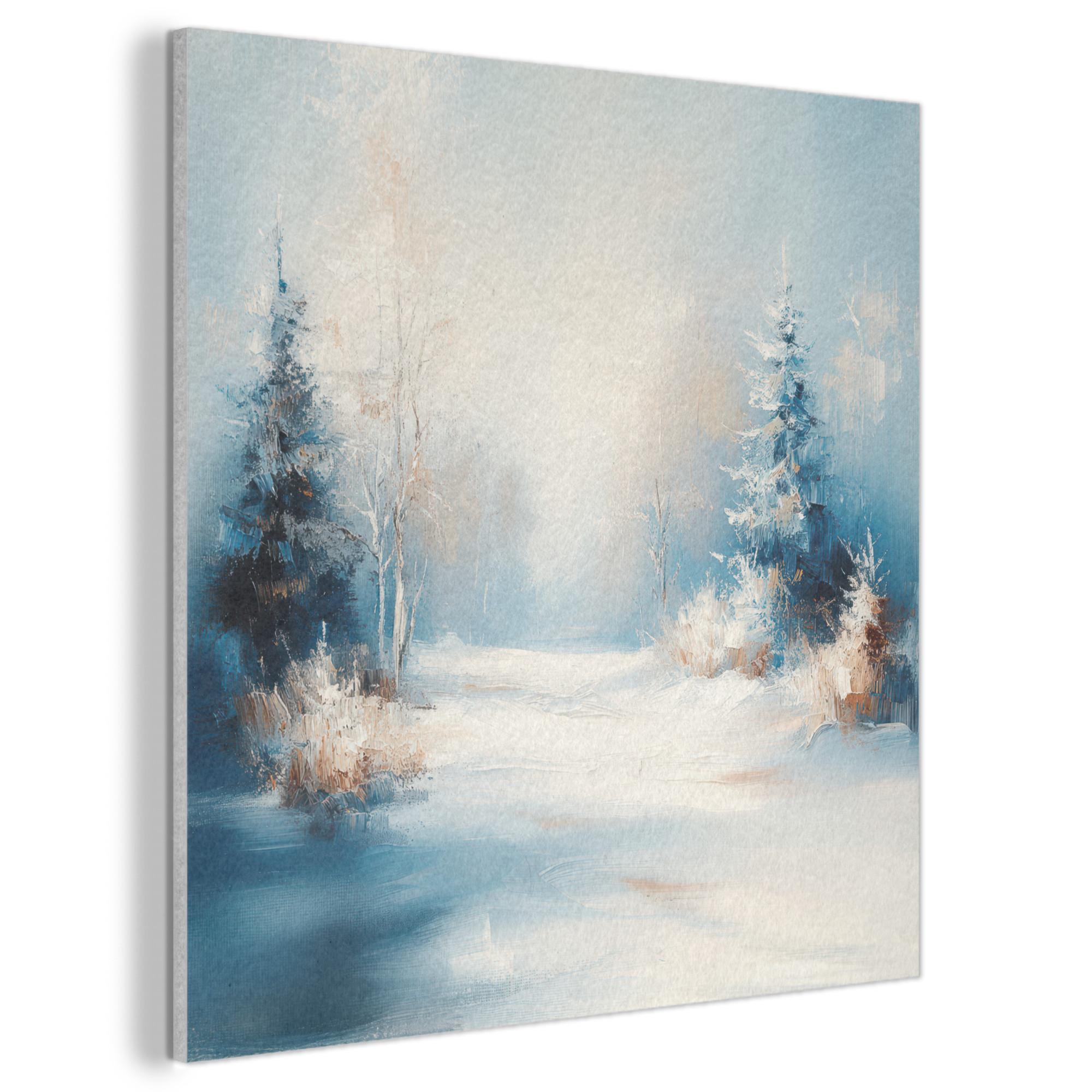 AKUSTIKBILD Wald - Winter - Natur - Abstrakt - Schnee Akustikpaneele 80x80 cm - Weiß, Kunststoff (80/80/0.9cm) - MuchoWow