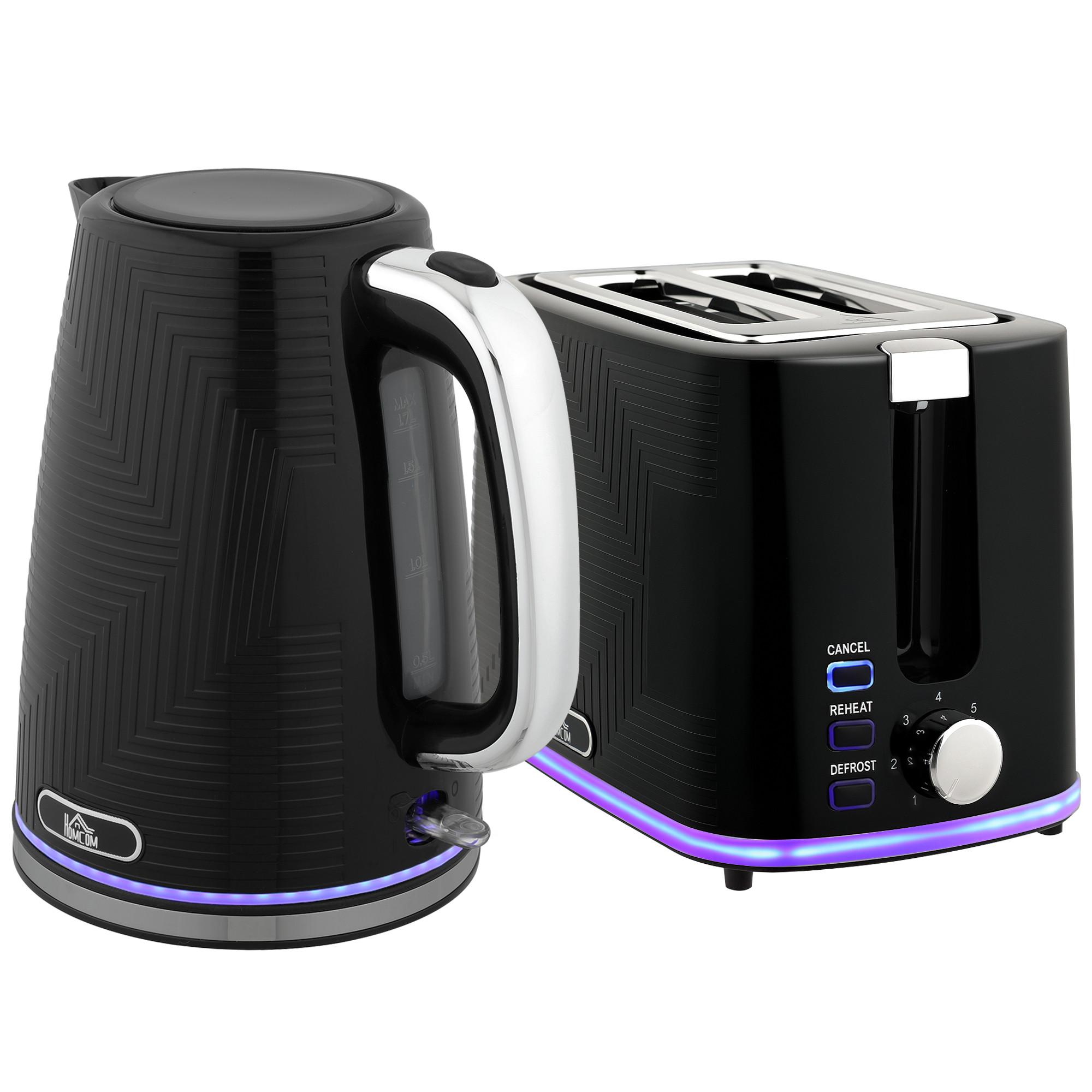 WASSERKOCHER-TOASTER-SET 2er Set Stahl Kunststoff Schwarz - Schwarz, Metall (16.7/23.2/22.2cm) - HOMCOM