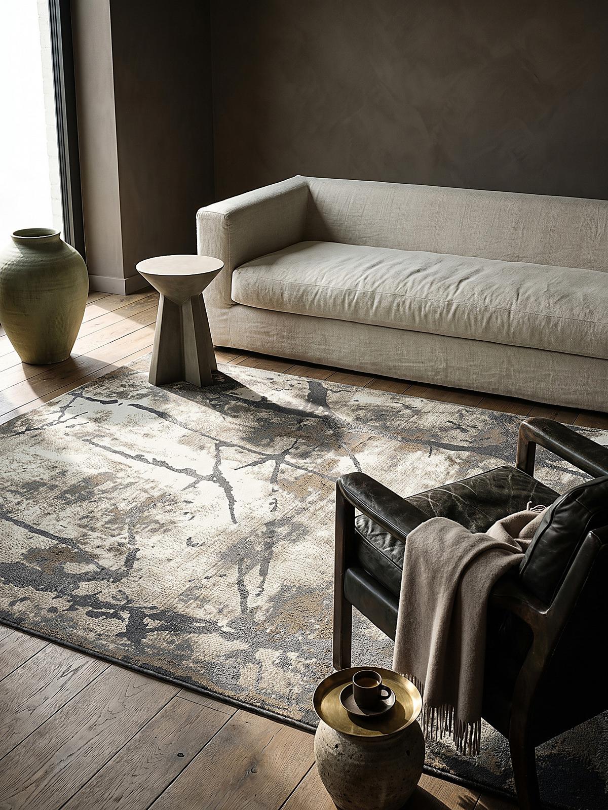 TEPPICH Kurzflor OGLIO Abstrakt Polypropylen-Polyester Natur 200 x 290 cm - Beige, Textil (200/290cm) - KADIMA DESIGN