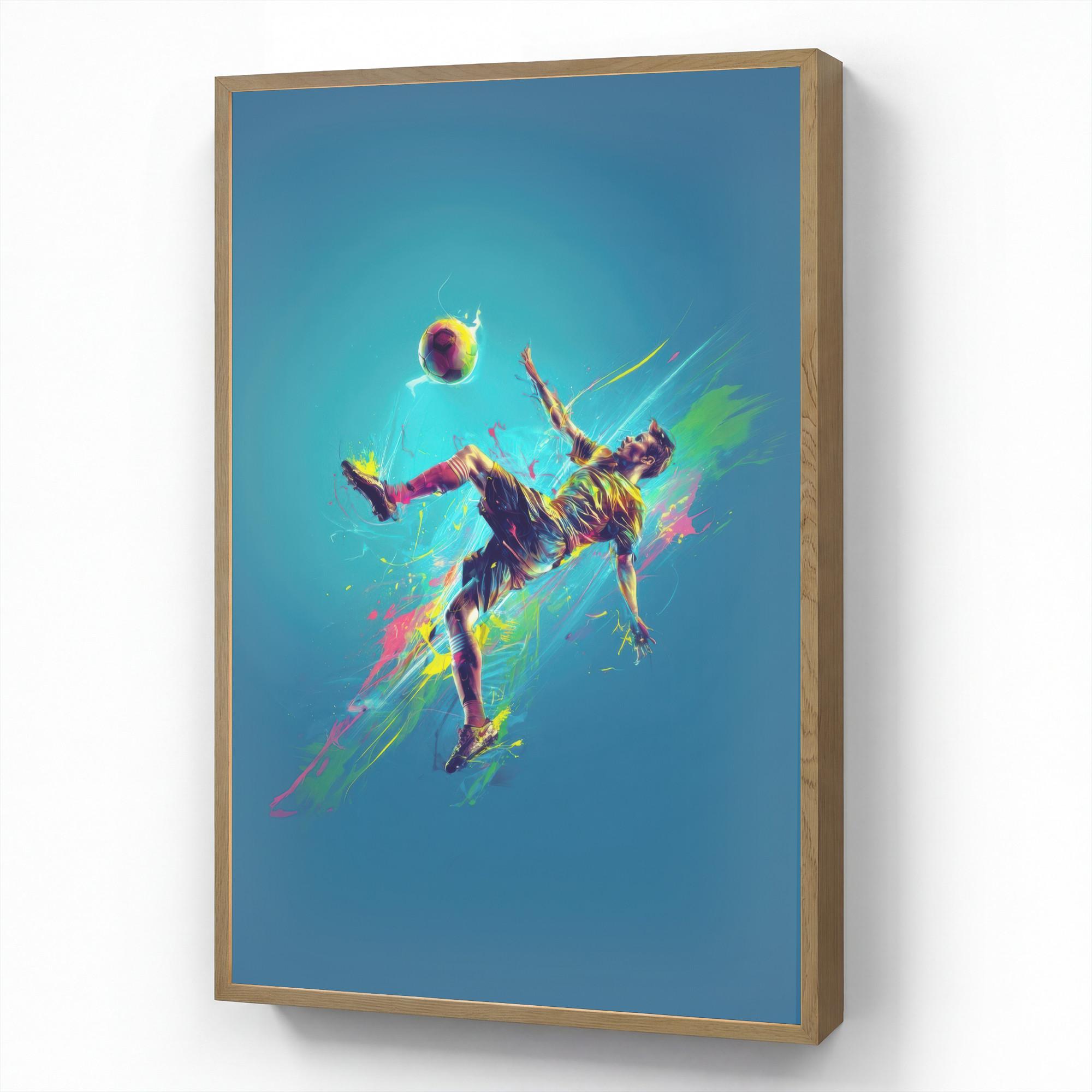NACHTTISCHLAMPE MIT AKKU Fußballer - Farbspritzer - Farbenfroh - Ball 60x90 cm - Blau, Holzwerkstoff (8/60/90cm) - OnlyWow
