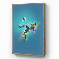 WANDLEUCHTE MIT AKKU Fußballer - Farbspritzer - Farbenfroh - Ball 60x90 cm - Blau, Holzwerkstoff (60/90/8cm) - OnlyWow