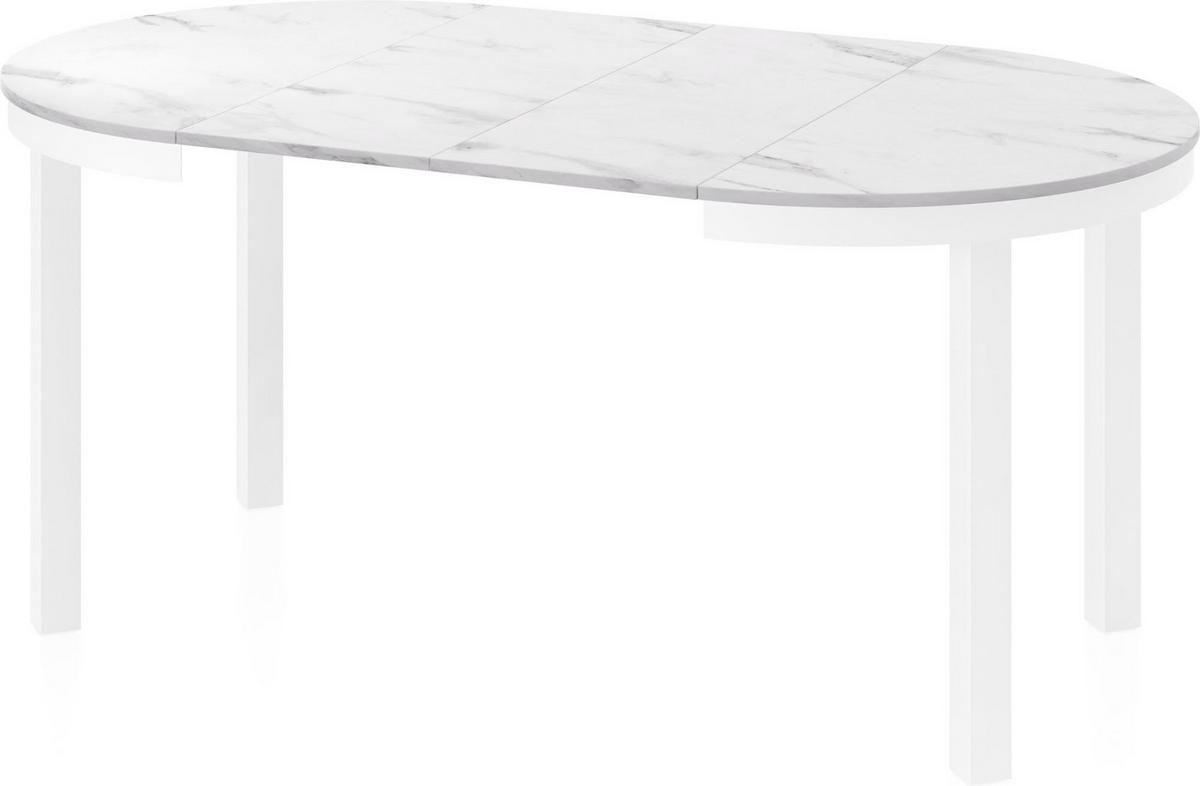 ESSTISCH Rowan Weiß runder ausziehbarer, Weißer Marmor 100-176/100/76 cm - Ecru/Weiß, Holzwerkstoff/Metall (100/176/76cm) - WFL GROUP