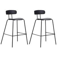 BARSTUHL 2er-Set Kunststoff/Metall schwarz Sibley - Schwarz, Kunststoff (53/95/52cm) - Beliani