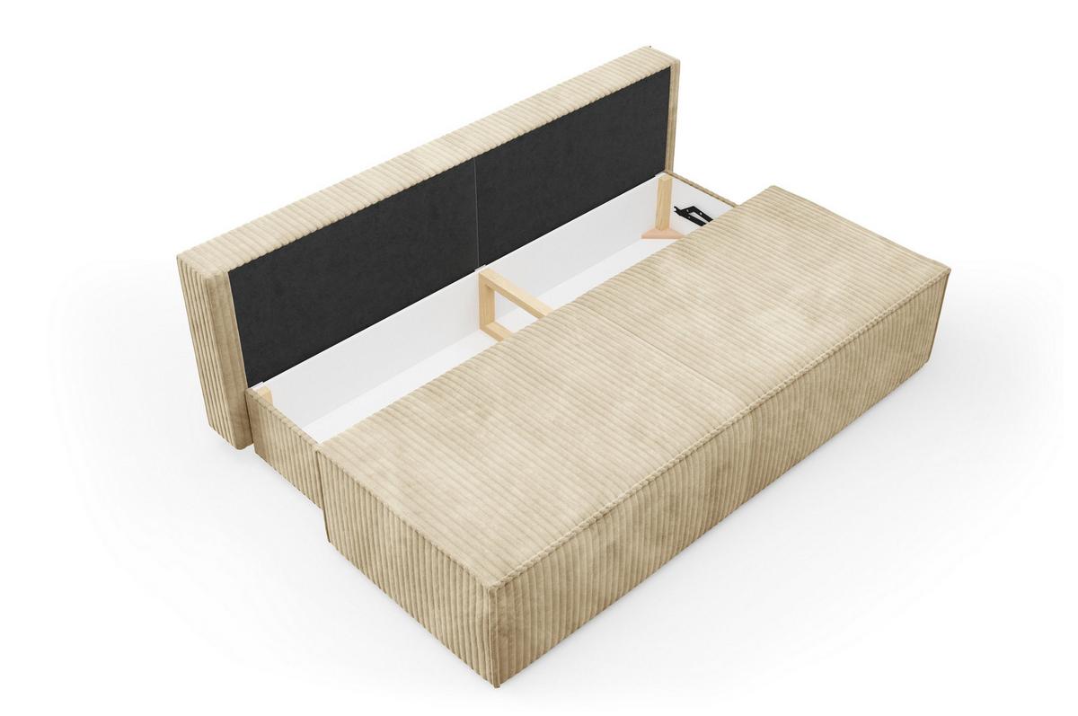 BETTSOFA TESSO Beige Kordstoff mit Schlaffunktion - Beige, Holz (202/74/94cm) - MASSENO