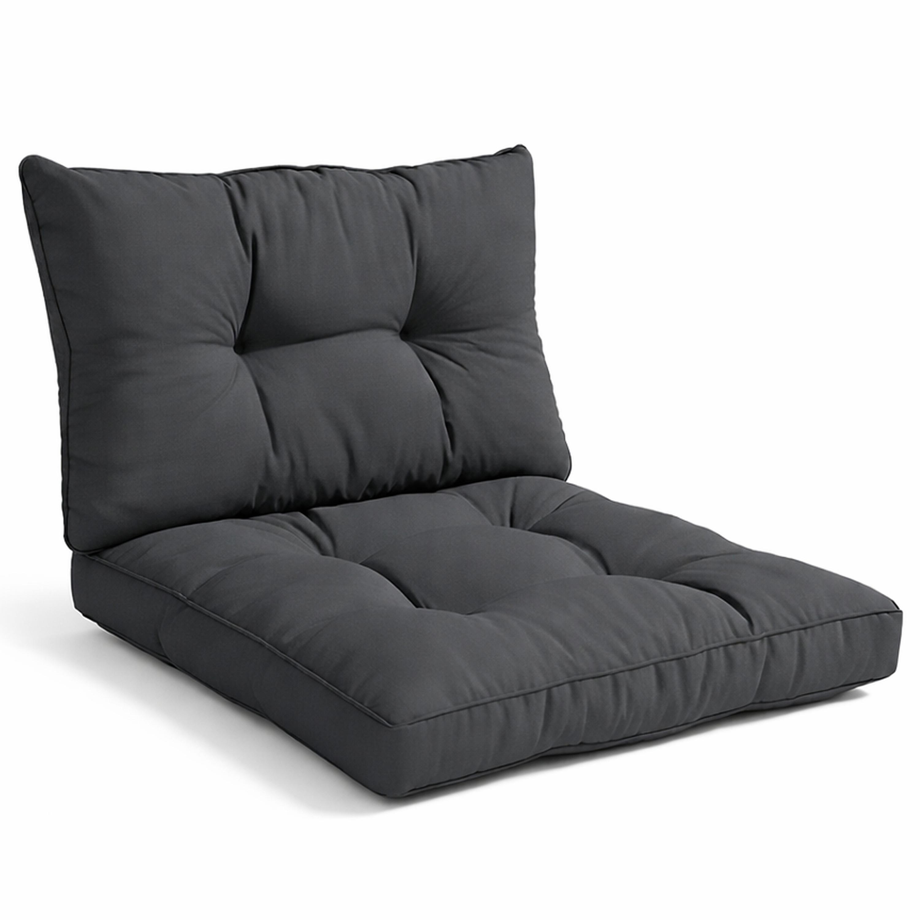 LOUNGEKISSEN Xluna Sitz 40x40x10cm mit Rücken 50x40x12cm Graphitgrau (2tlg) - Graphitfarben, Textil (40/50cm) - Beautissu 
