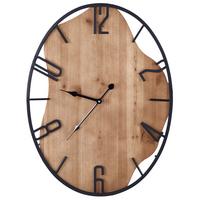 WANDUHR Metall heller Holzfarbton/schwarz Meynes - Schwarz, Metall (46/60/0.5cm) - Beliani